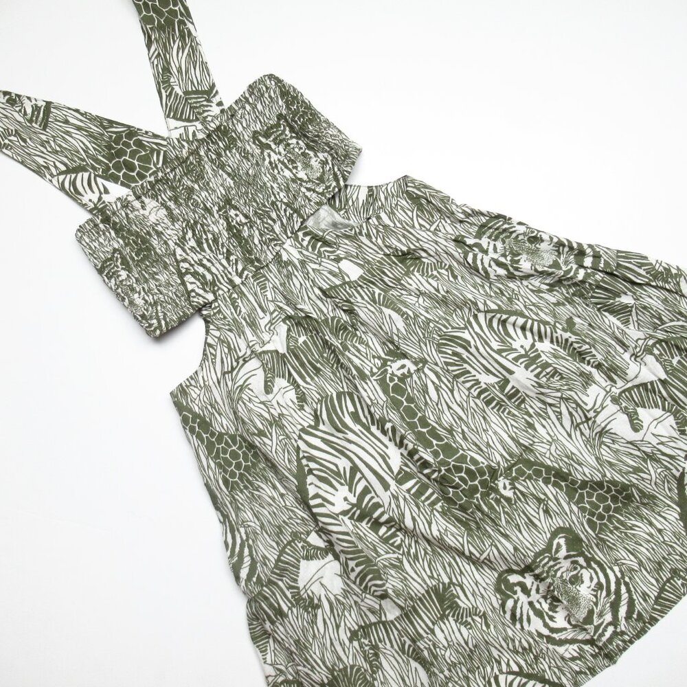 By Anthropologie Piper Square-Neck Smocked Cut-Out Mini Dress Moss Green Bandeau - Picture 4 of 10